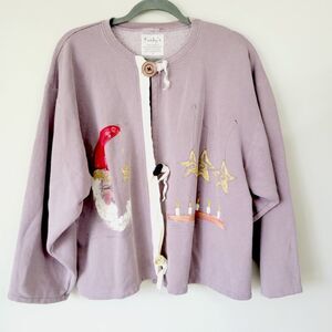 Kunky’s hand painted moon and stars big button down cardigan sweater size 2